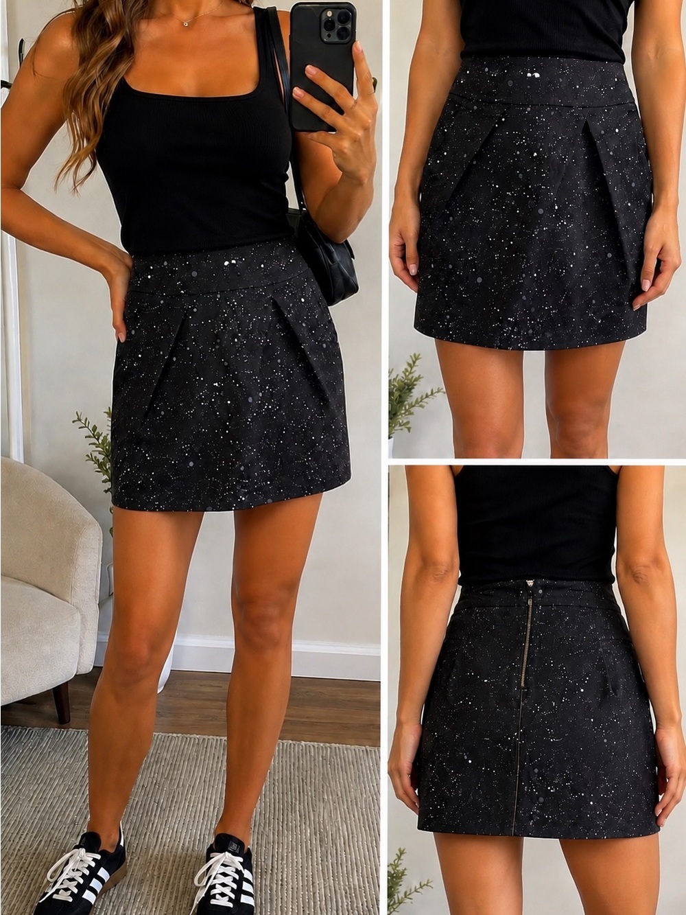 Tommy Hilfiger Black Splatter Print Pleated
Mini Skirt size 8